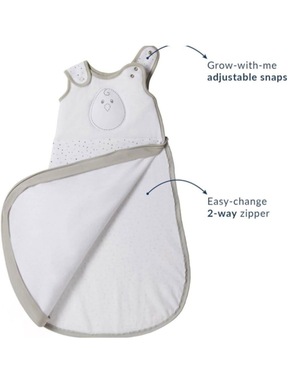Baby Nested Bean White Gray Zen Sack Classic Sleep Sack 15-24 Months